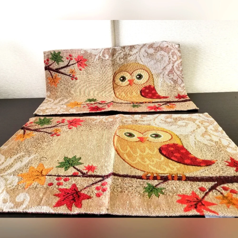 - New Handcrafted Fall Owl Tablemats, set of 2